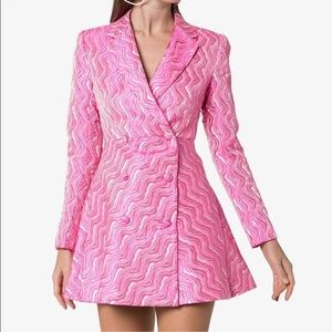 NWT - ROTATE Number 23 Pink Jacquard Blazer Dress - Size 38 or Medium